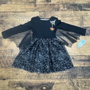 Cat Jack Kids Halloween Spider Web Dress Black Orange‎ XS 4 5 Tutu Tulle